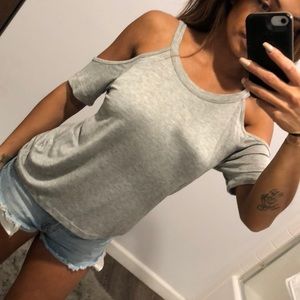 Gray drop shoulder tee